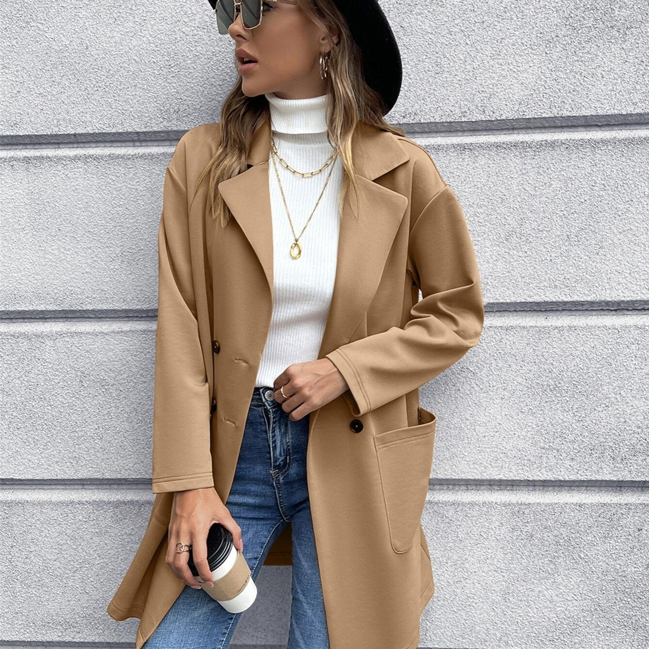 「lovevop」Women's Outwear Solid Button Ladies Blazer