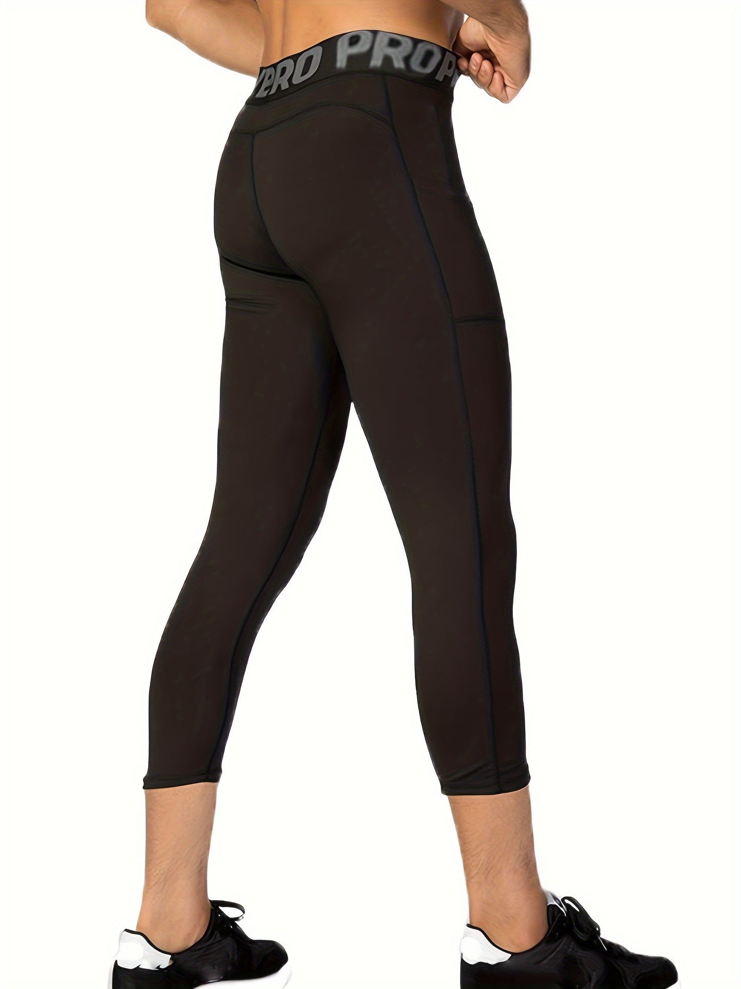 Buy 2 Get 1 Free, total of 3 pcs Men's Quick-Dry Compression Pants - Breathable, Moisture-Wicking, Pocketed Leggings for Sports, Running, Gym, Fitness - Comfortable, Four-Way Stretch, Anti-Chafing, Soft, Lightweight