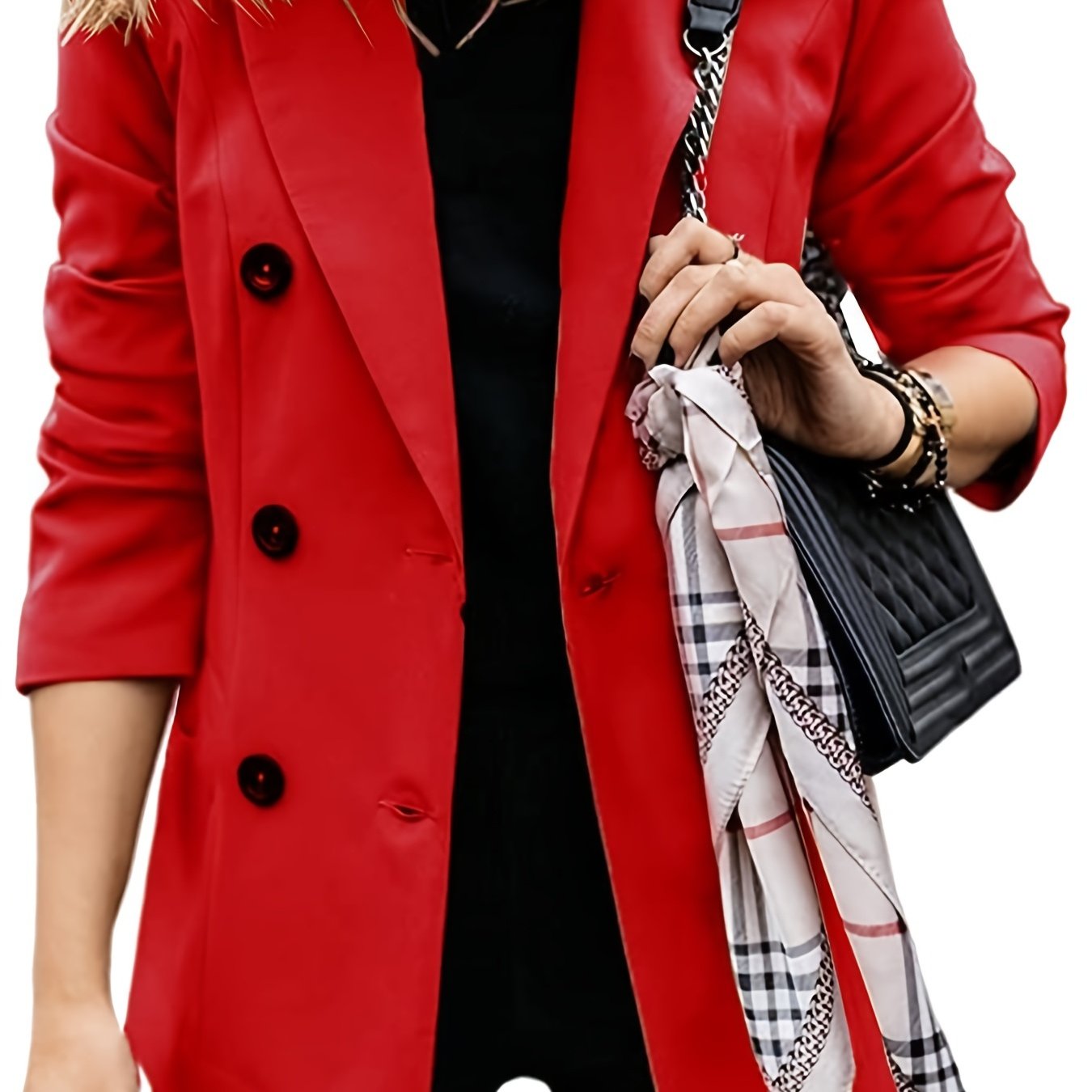 「lovevop」Lapel Double Breasted Blazer, Elegant Solid Open Front Work Office Outerwear, Women's Clothing