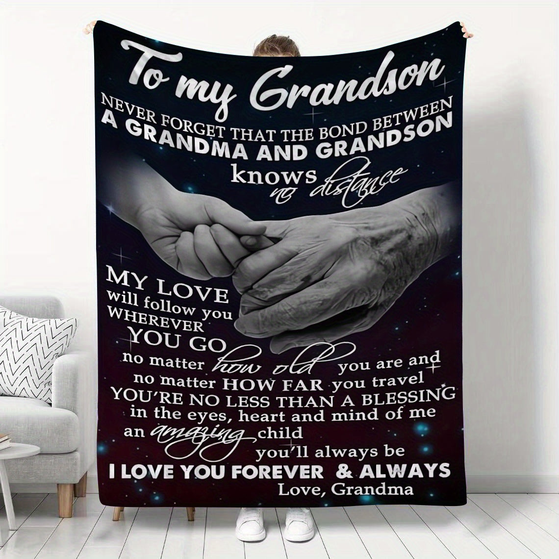 1pc Ultra-Soft Cozy Flannel Blanket - Throws for Grandkids, Grandma's Gift - Warm Throw Blanket for Couch, Bed, Sofa, Living Room, and Outdoor Camping with Plush Fleece Lining for Cold Winter Nights