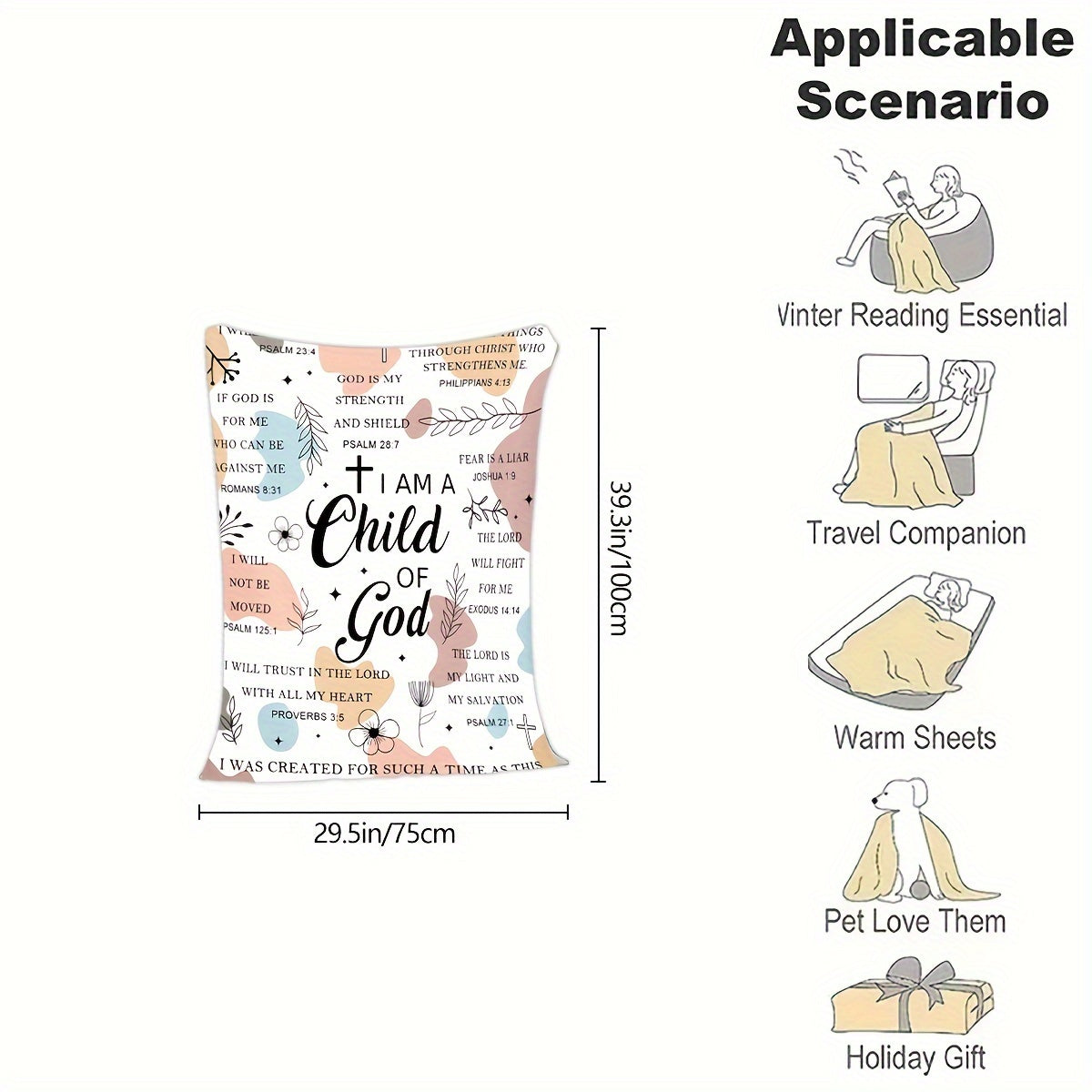 Women Gifts - I Am A Child Of God Blanket, Religious Gifts, Secret Sister Gifts For Women Inspiration Blanket Super Soft Flannel Blanket