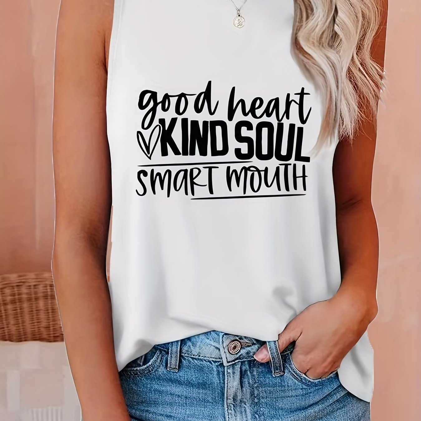 「lovevop」Letter Print Tank Top, Sleeveless Casual Top For Summer & Spring, Women's Clothing