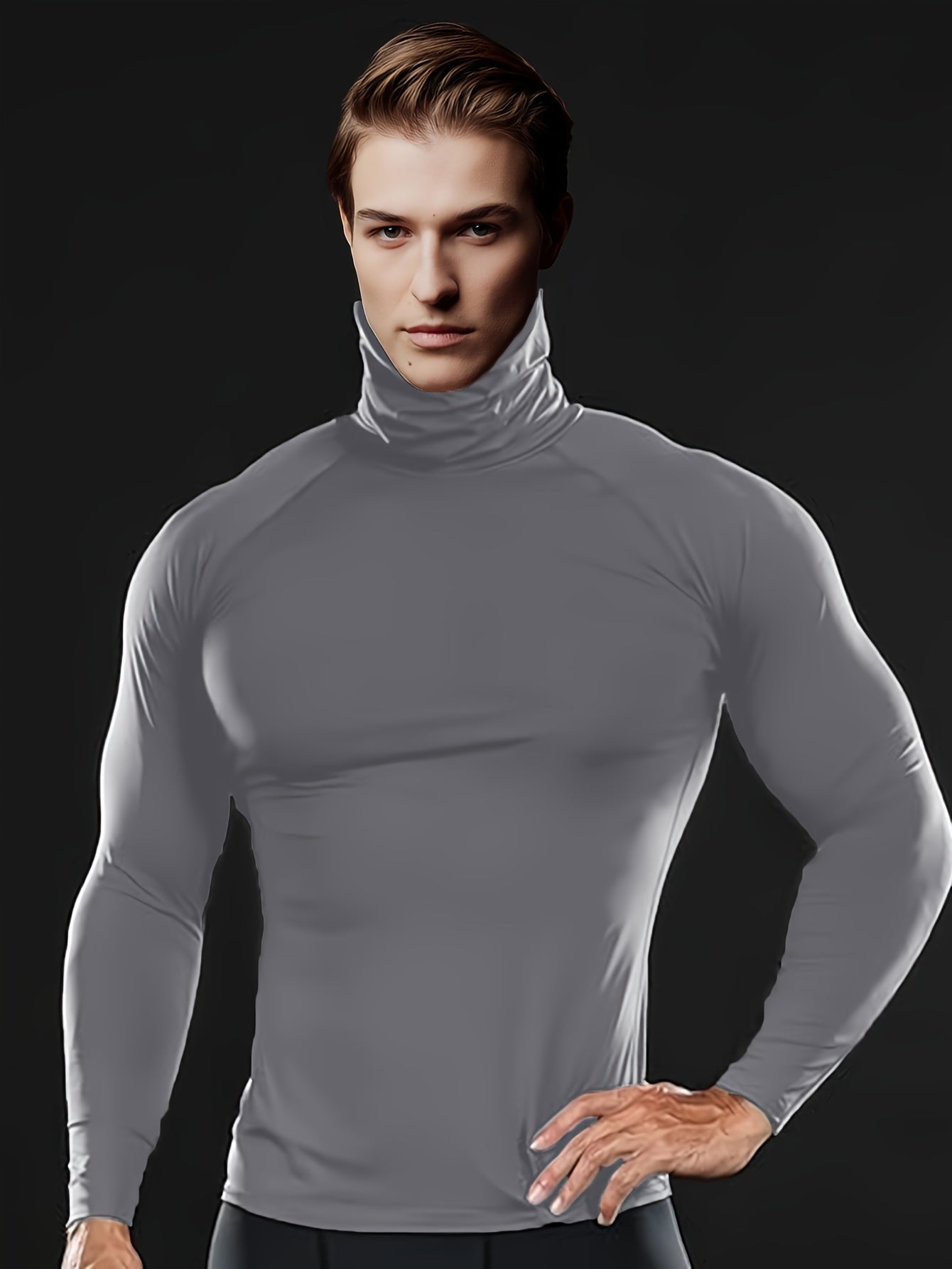 Men's Thermal Compression Long Sleeve Shirt - Fleece-Lined, Lightweight, Breathable, Quick-Dry, Moisture-Wicking Base Layer for Sports, Outdoor Activities, Running, and Casual Wear