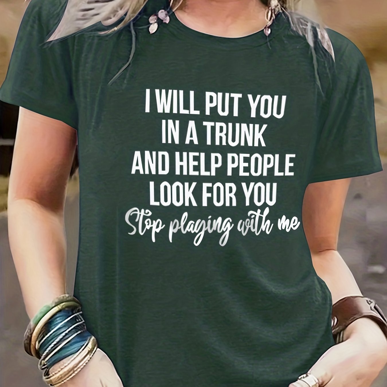 「lovevop」Letter Print Graphic T-Shirt, Short Sleeve Crew Neck Casual Top For Summer & Spring, Women's Clothing