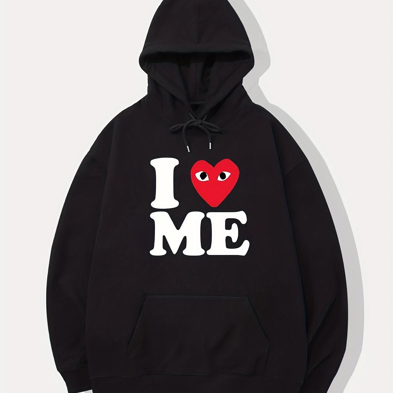 「lovevop」Heart Print, Men's Casual Loose Wear Hoodie, Drawstring Hoodie With Kangaroo Pocket