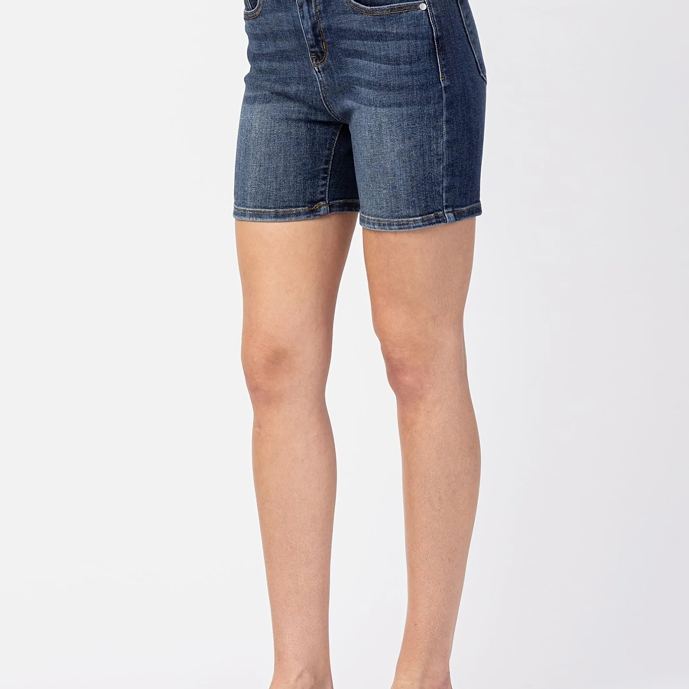 「lovevop」Light Blue Short Denim Pants, Slim Fit Slash Pockets High-Stretch Denim Shorts, Women's Denim Jeans & Clothing