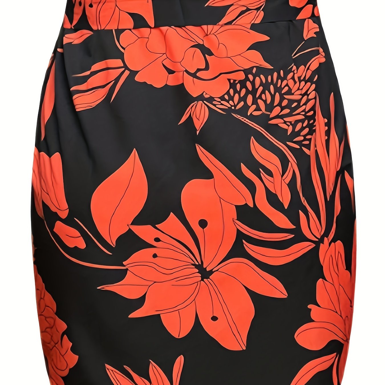 「lovevop」Plants Print V Neck Dress, Casual Short Sleeve Asymmetrical Hem Tie Waist Dress, Women's Clothing