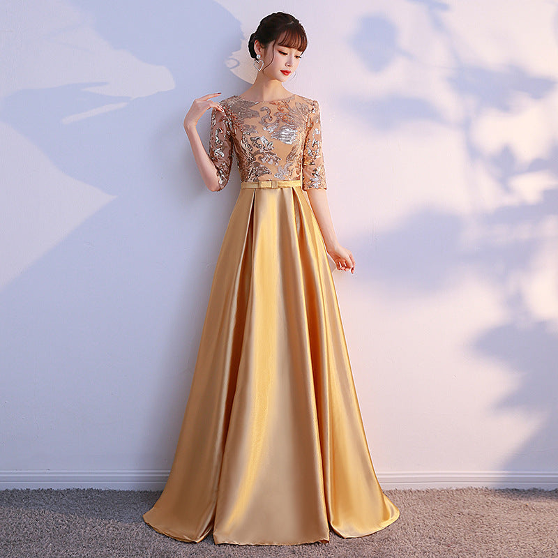 2025 Choir performance suit, evening host dress, female new solo cantata performance suit, female long dress