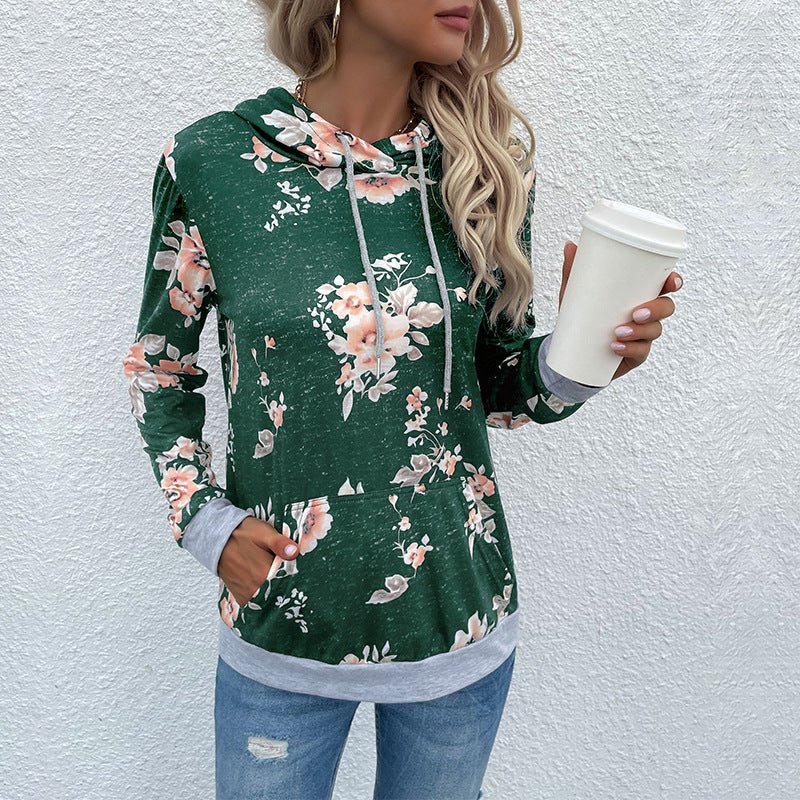 LOVEVOP Strictly selected New popular Early Spring New Middle Eastern Women's Clothing Pullover Printed Pocket Hooded Sweater