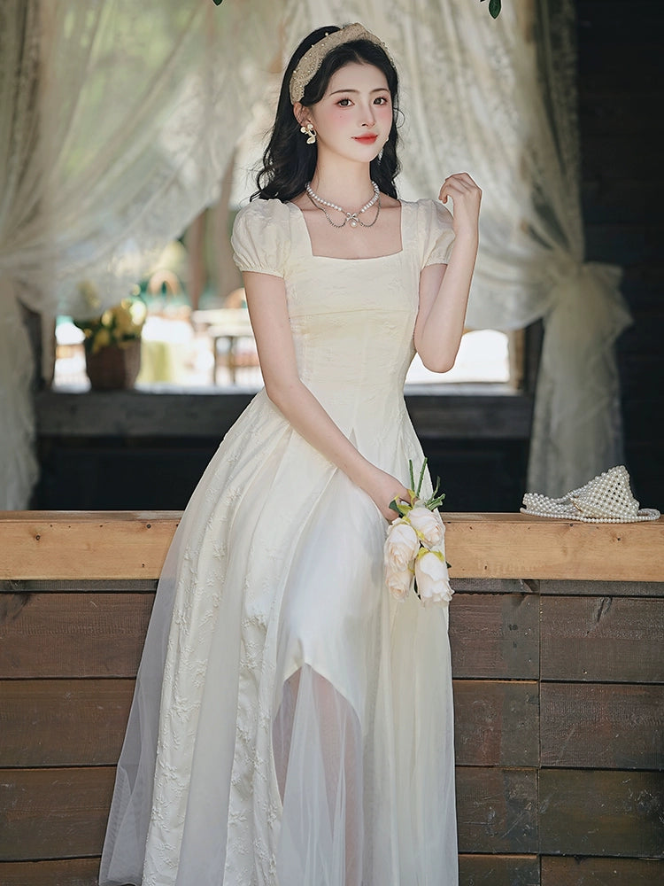 Huge good-looking skirt temperament white dress women's summer mesh yarn first love license dress dress Dingdal skirt