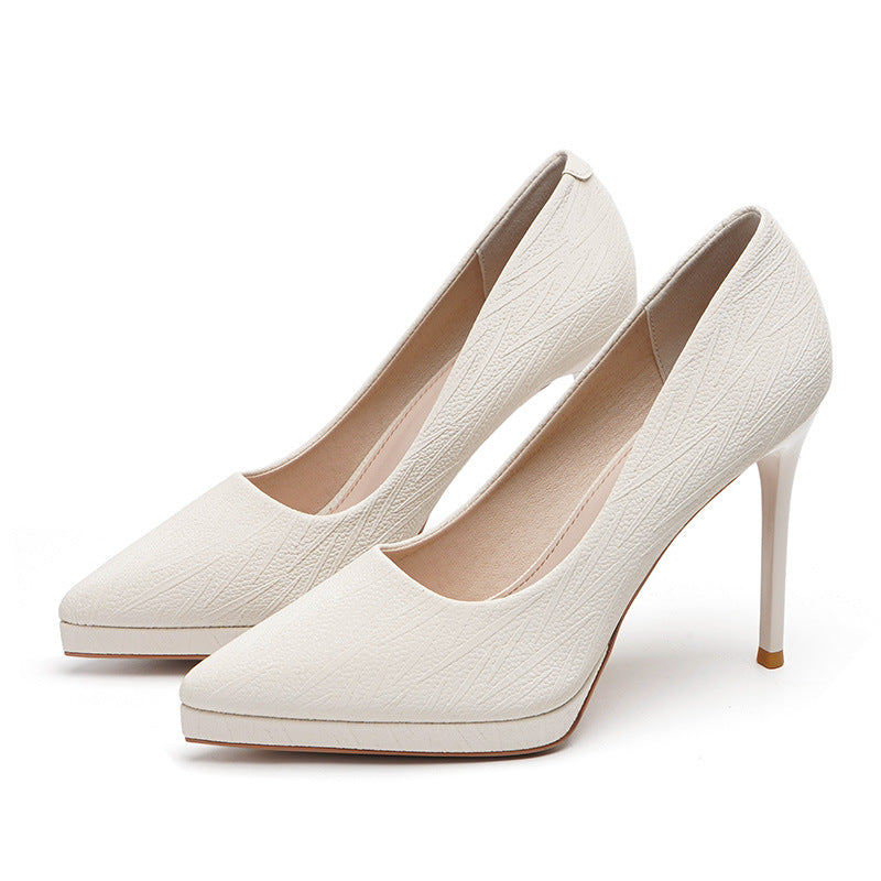 2025 1088-6 Cross-border Popular trade pointed single shoes women's models 2025 autumn new waterproof table high heels 10cm stiletto