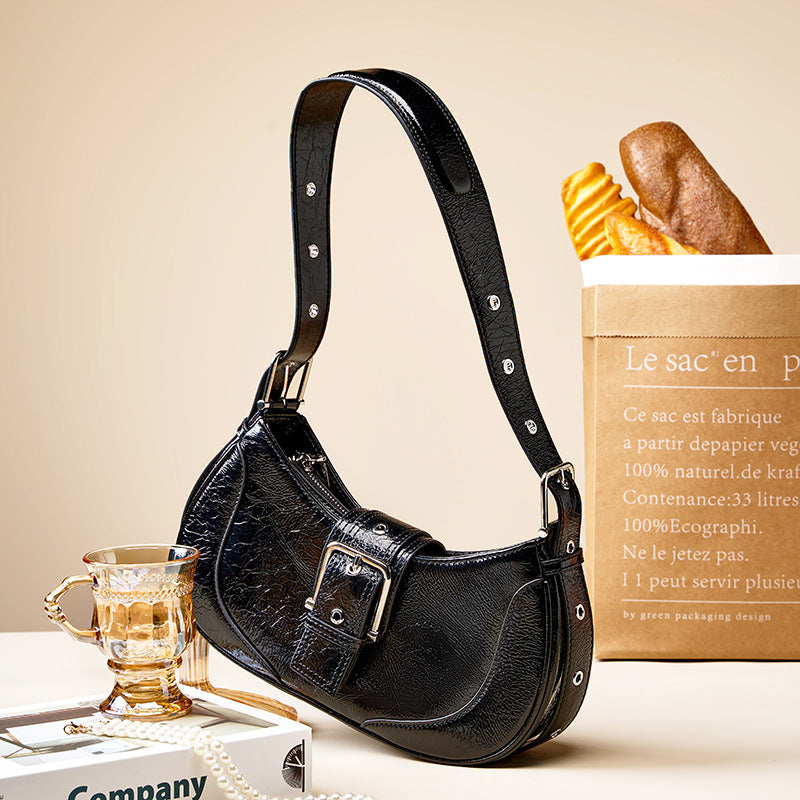 Strictly selected first-layer cowhide bag niche texture women's summer popular new retro underarm bag niche shoulder messenger bag