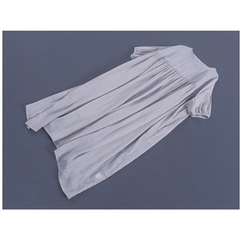 9013 five-quarter sleeve ramie dress gradual change design sense large size cotton and linen dress loose new, summer