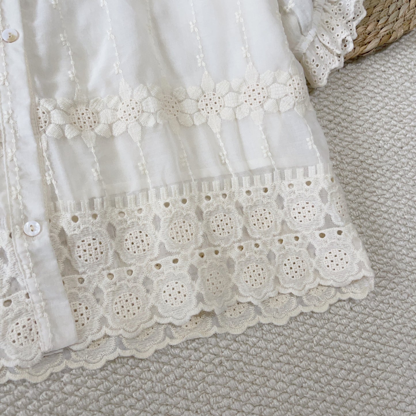 Mori Girl Doll Shirt Top Women's Sweet Lace Embroidered Cotton Shirt