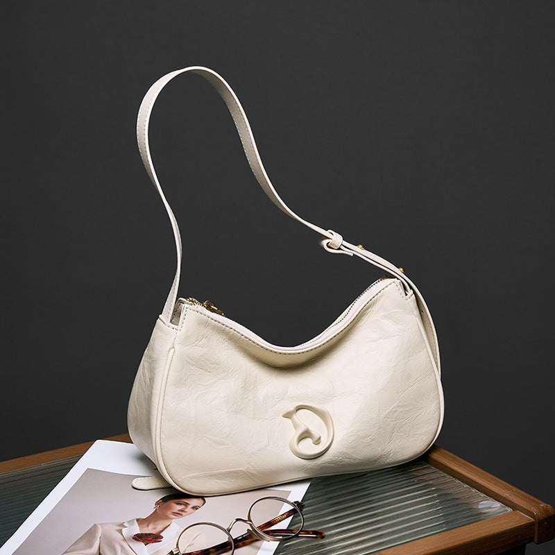 Strictly selected niche bag women's popular new autumn and winter black baguette underarm bag high-end shoulder messenger bag