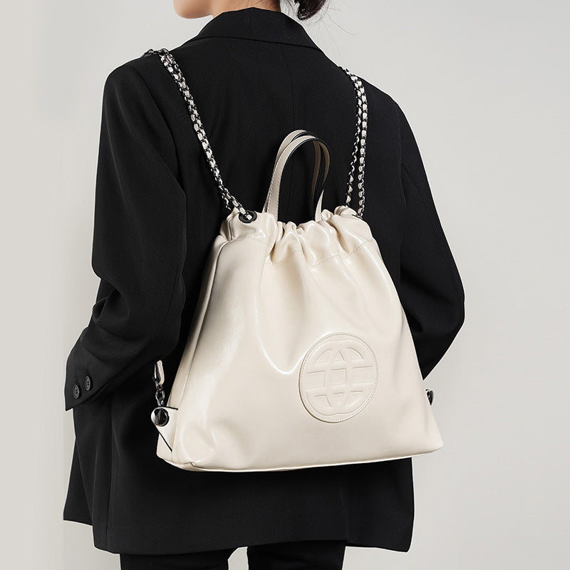 Niche soft leather tote bag popular new women's large-capacity cowhide big bag high-end texture commuter backpack women