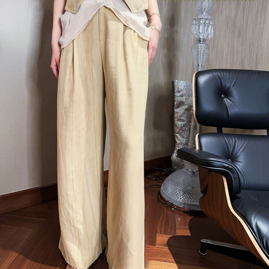 2025 spring and summer new tencel cotton and linen blend _ beautiful style _ blade cut vest pants