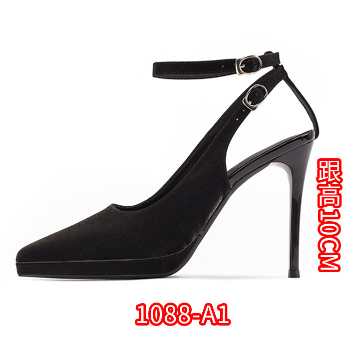 2025 1233-1 Waterproof suede high heels are not tired, but empty sandals with pointed thin heels and super high heels for women.