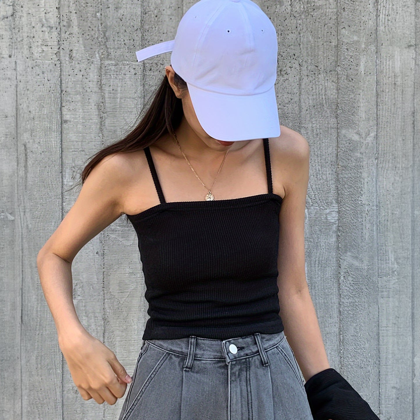 LOVEVOP cross-border women's clothing explosive Hot new fashionable solid color simple suspender ribbed top small vest wholesale