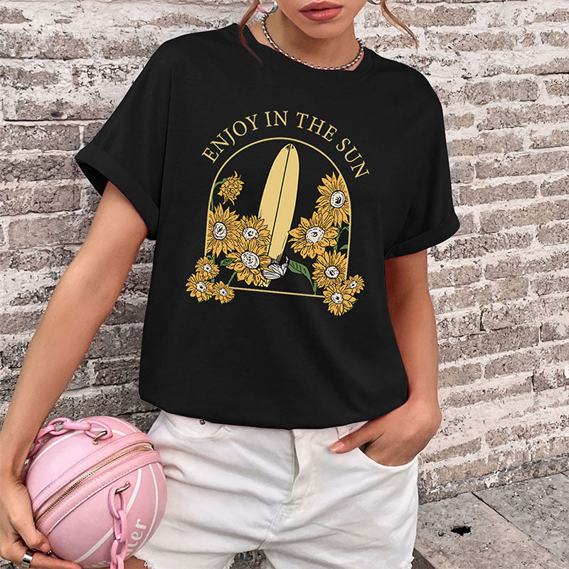 LOVEVOP new popular summer 2025 Popular trade women's clothing crew neck letter printed top Guangzhou short-sleeved t-shirt