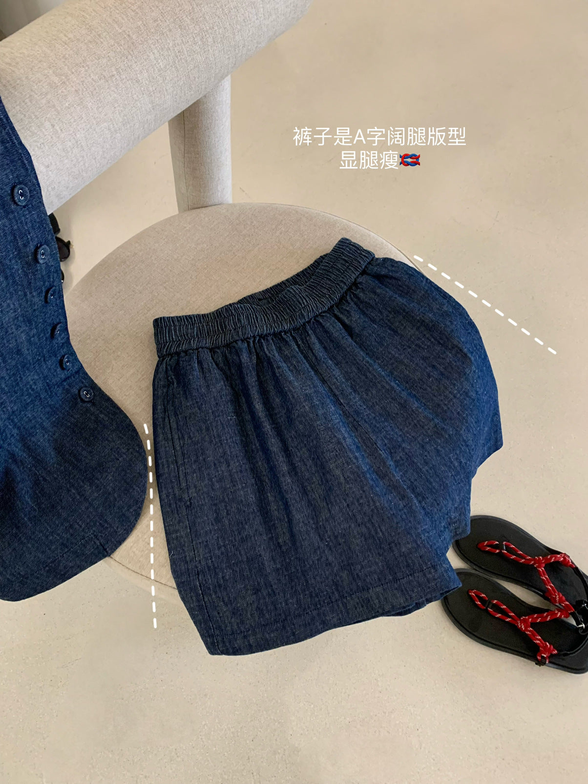2025 Linen set new women's clothing autumn old money wind loose vest wide leg shorts