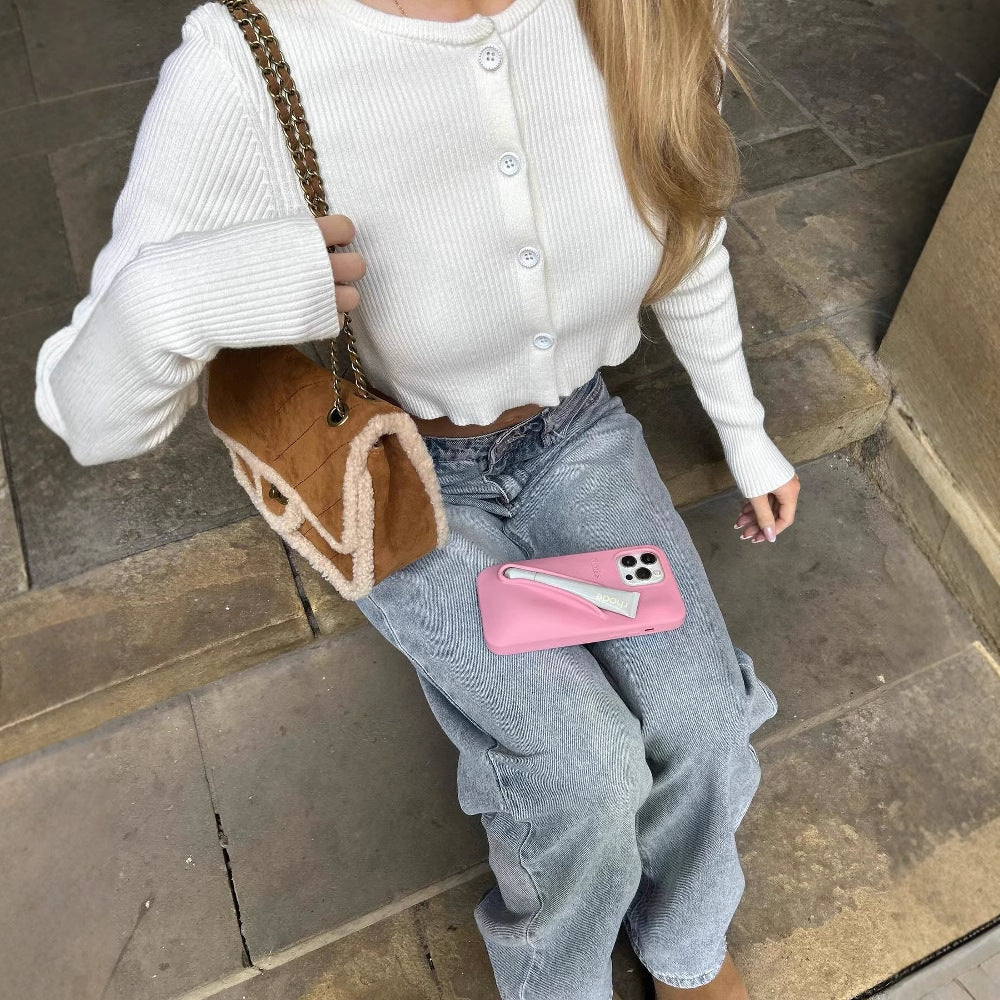 Solid Color Basic Short Knitted Cardigan Spice Girl Navel Long Sleeve Knitted Sweater Style