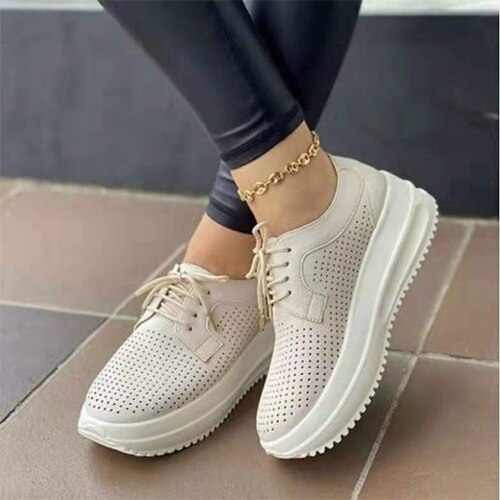 Back To School lovevop Women Mesh Lace Up Sneaker Women Summer Platform Vulcanized Female Casual Running Shoe Ladies Breathable Solid Footwear