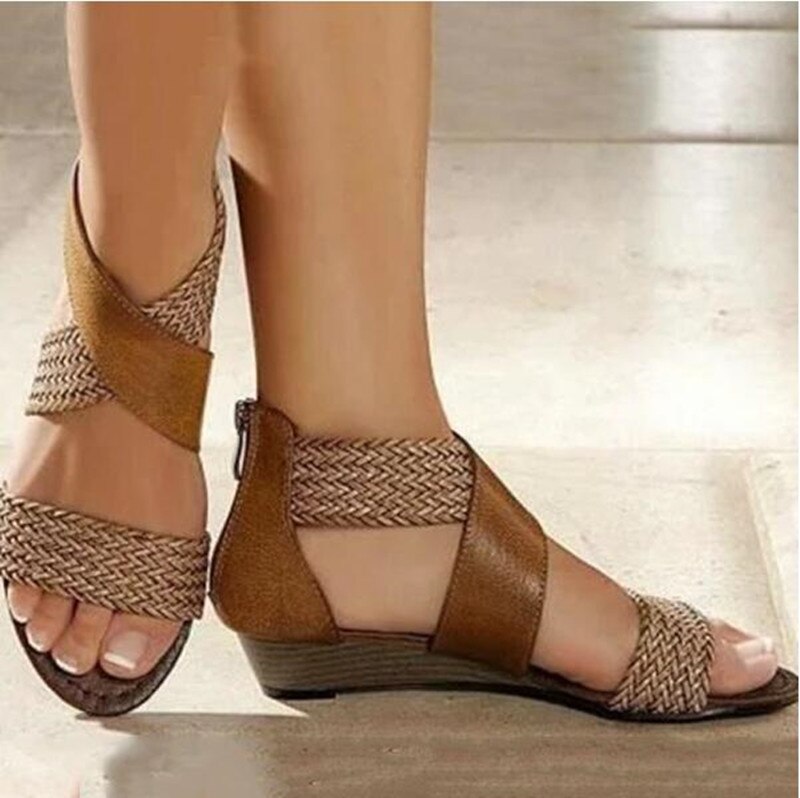 Back To School lovevop New Ladies Shoes Summer Vintage Sandals Fashion Boho Woven Casual Anti-Slip For Women Summer Beach Shoes Gladiator