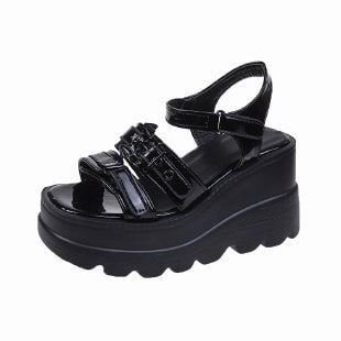 lovevop Women's Platform Sandals Fashion Punk Gothic Wedge Sandals Women Platform Casual Woman High Heels Sandales Femmes Été