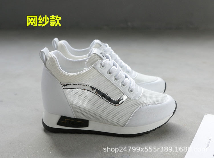 lovevop Microfiber Leather Women Casual Shoes 7Cm Platform Wedge Women Fashion Sneakers Winter Autumn Air Mesh Women Summer Shoes