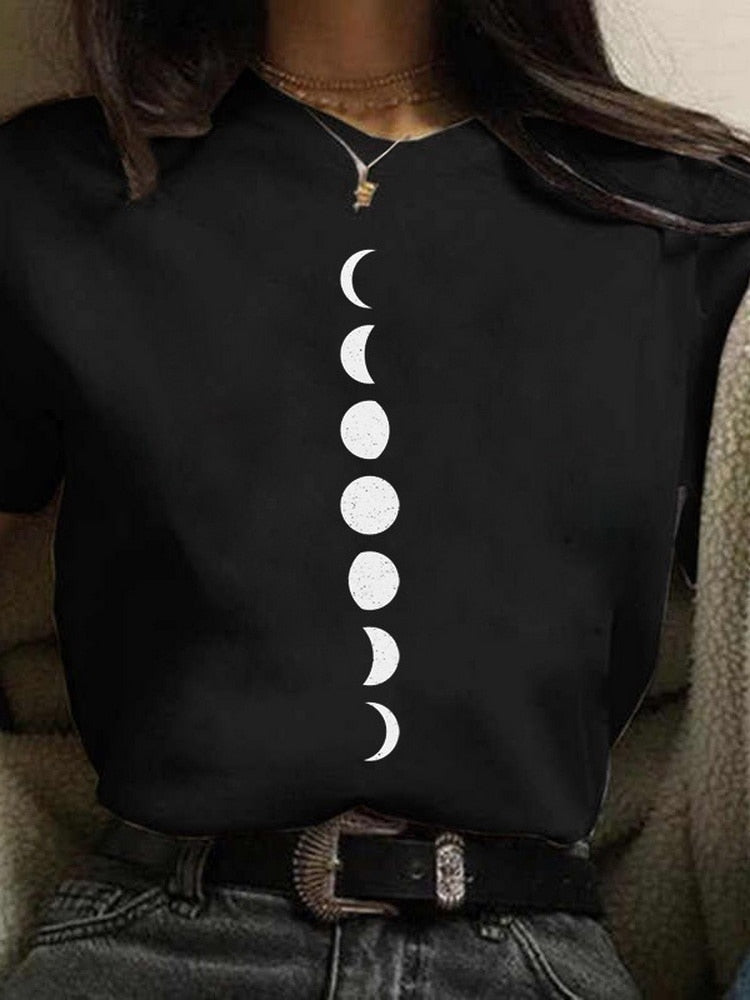 Women's Planets Print Aesthetic Graphic Women T-shirt