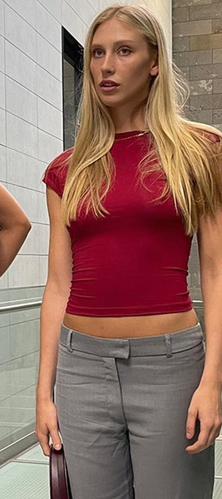 Aomzae Backless Crop Top T-shirt Women Y2K Top Summer Short Sleeve T Shirt Fashion Casual Cotton T-shirts Streetwear