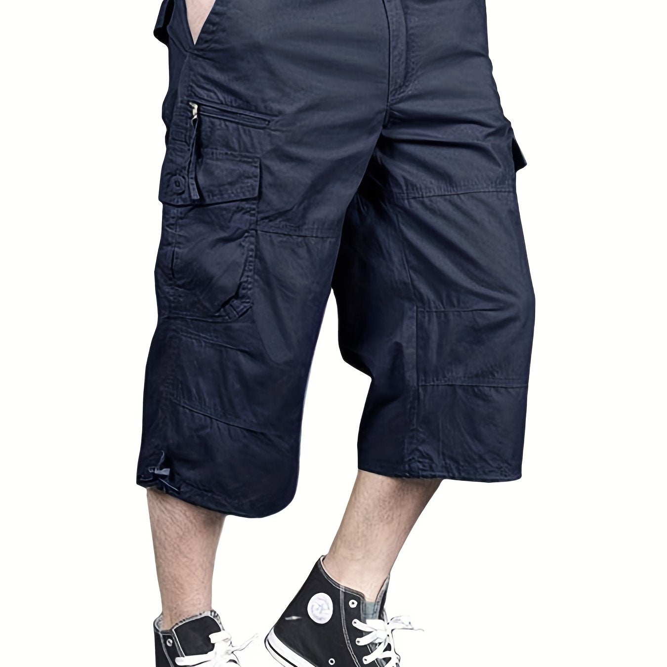 「lovevop」Street Style Men's Casual Cargo Capris Jeans With Pocket, Men's Outfits