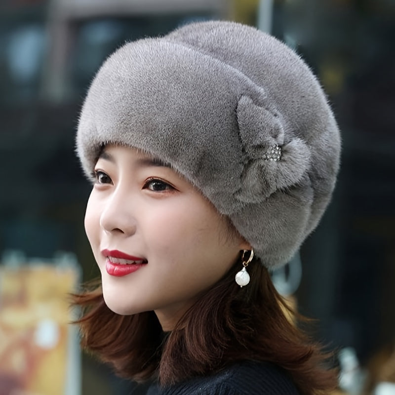 1Pc Cozy Faux Fur Beanie - Women's Warm Winter Hat for Thick Warm Ears, Snow Cap, Windproof, Soft, and Stylish - Perfect for Cold Weather Outdoor Activities