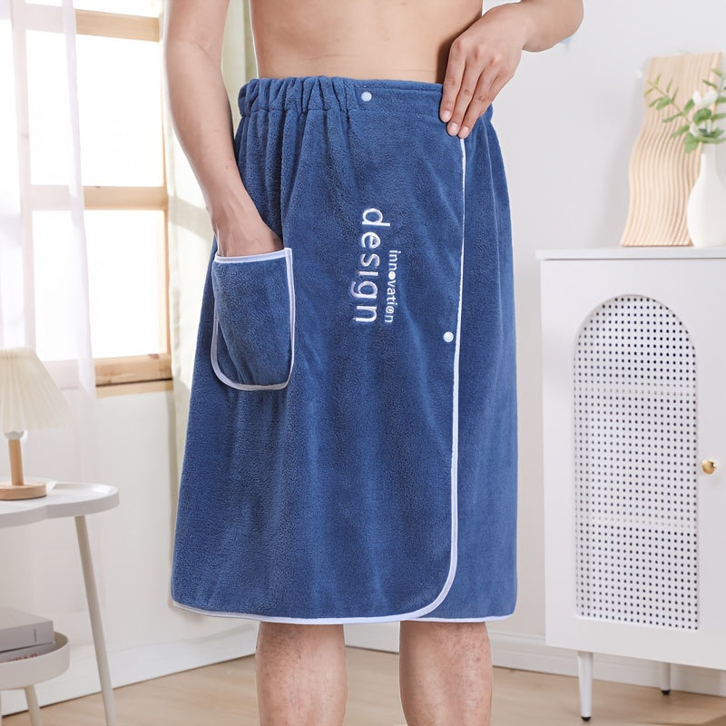 Two-piece Set Men's Bath Towel Home Use Coral Velvet Absorbent Can Be Worn Or Wrapped Towel Beach Towel Camping Towel