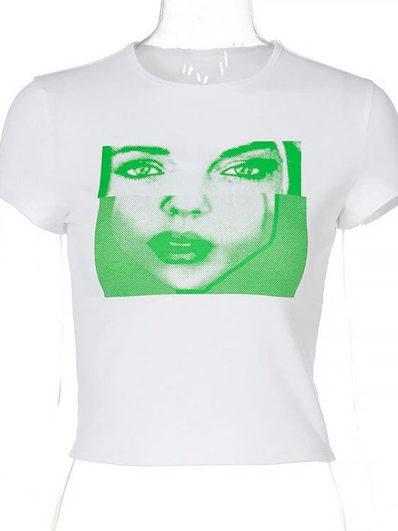 lovevop Printed Stylish White Casual Short Sleeve T-Shirt