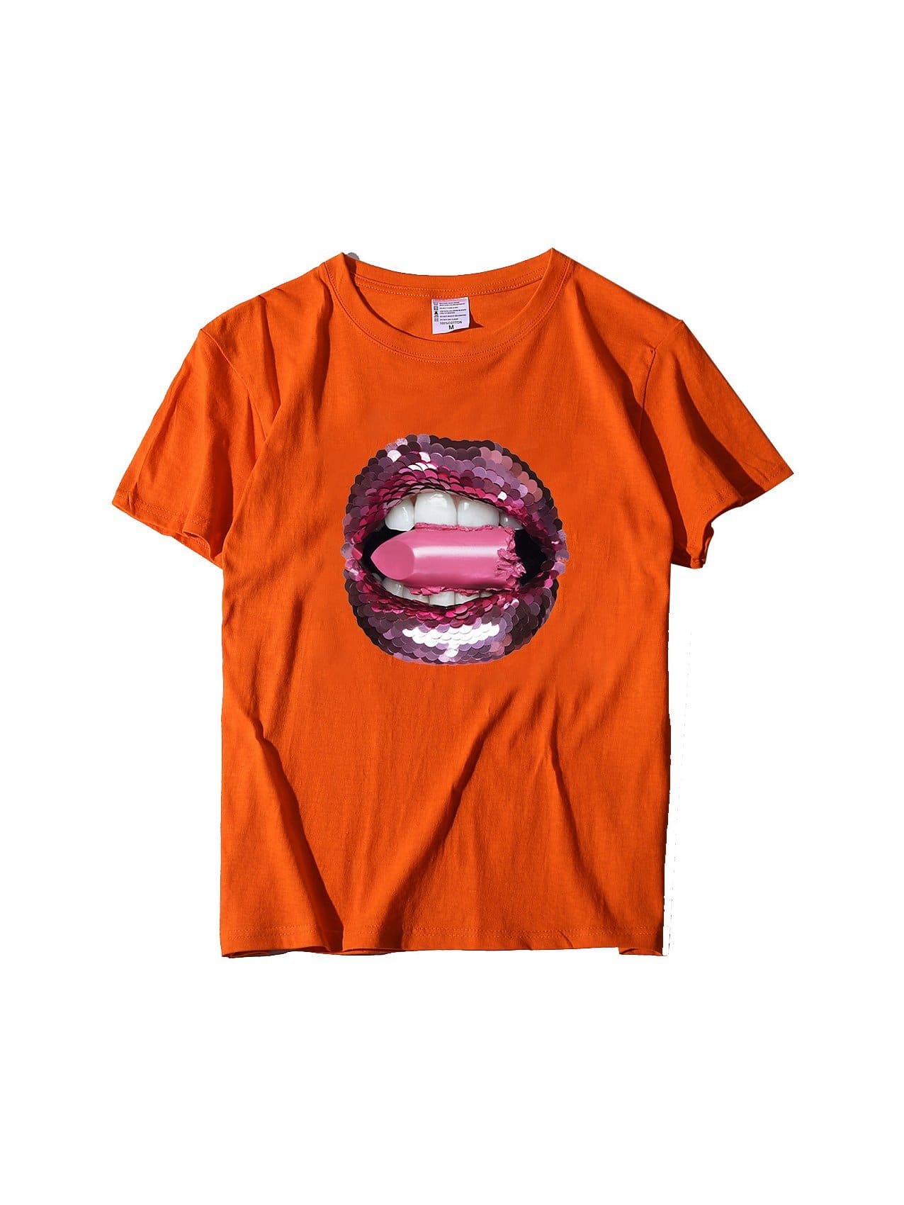 lovevop Versatile Lips Printing T-Shirt For Women Summer