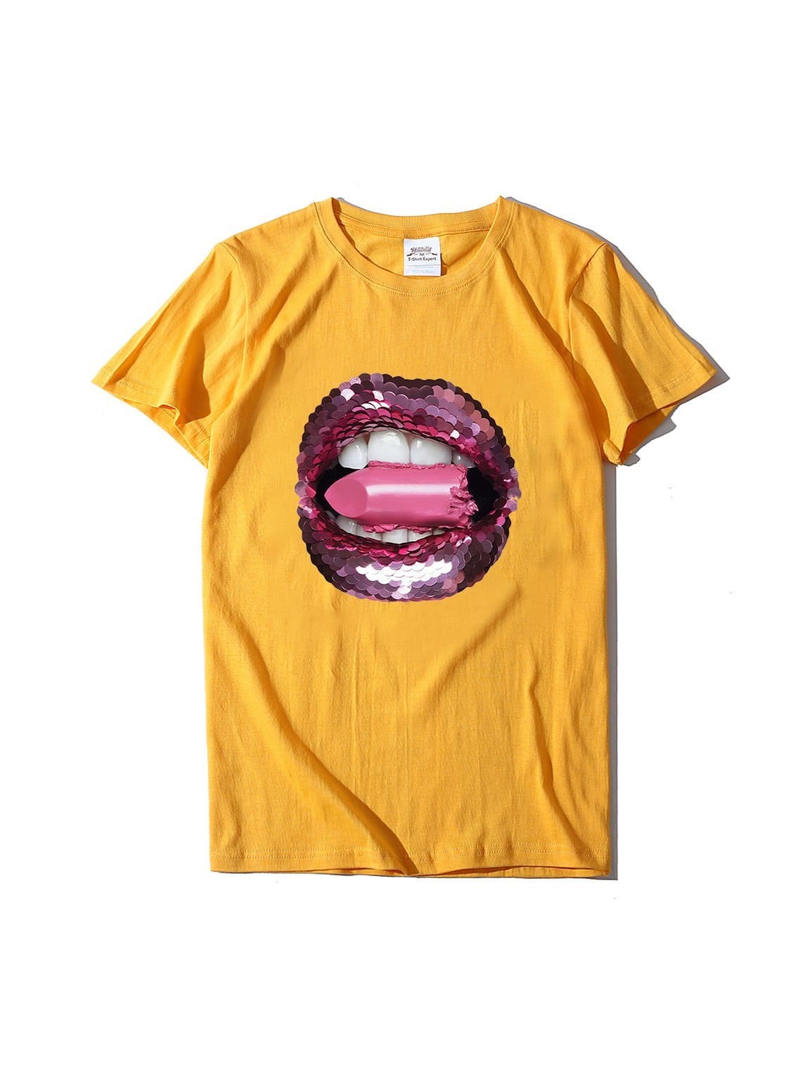 lovevop Versatile Lips Printing T-Shirt For Women Summer