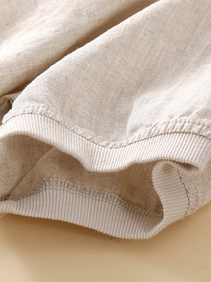 Lovevop Linen And Cotton Print Ribbed Track Top