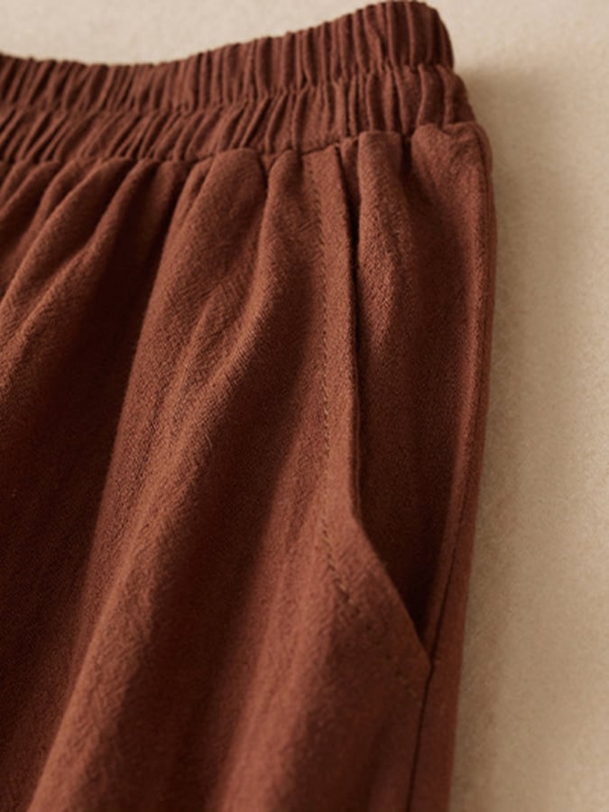 Lovevop Cotton Elastic Waist Wide Leg Lantern Pants