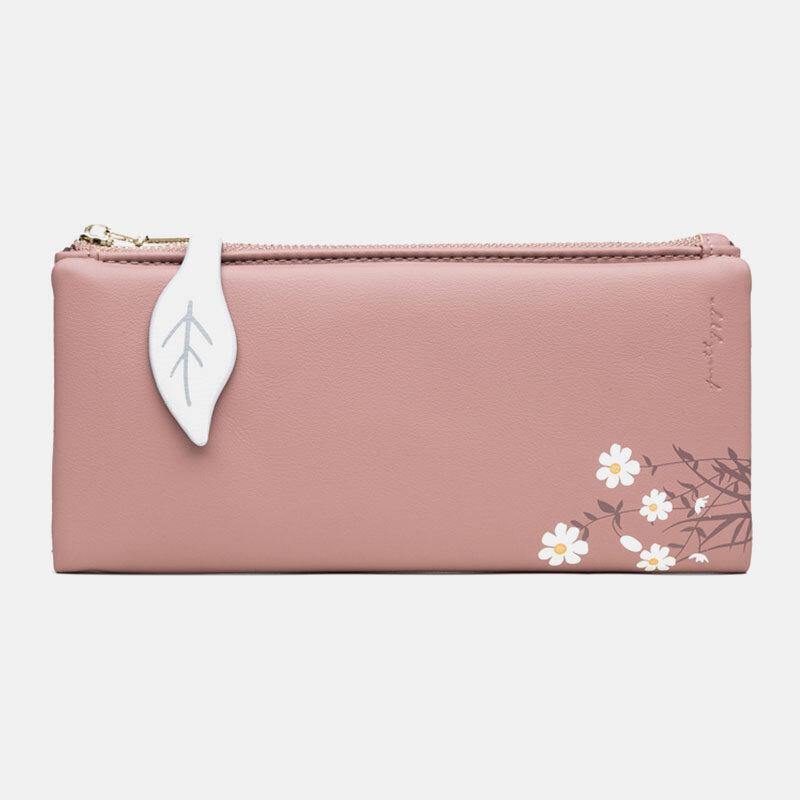 lovevop Women 13 Card Slots Bifold Flower Printed Long Wallet Clutches Bag