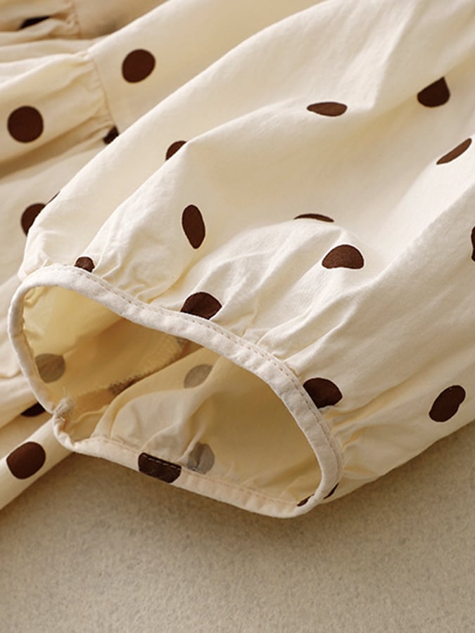 Lovevop Round Neck Classic Polka Dot Print Casual Top