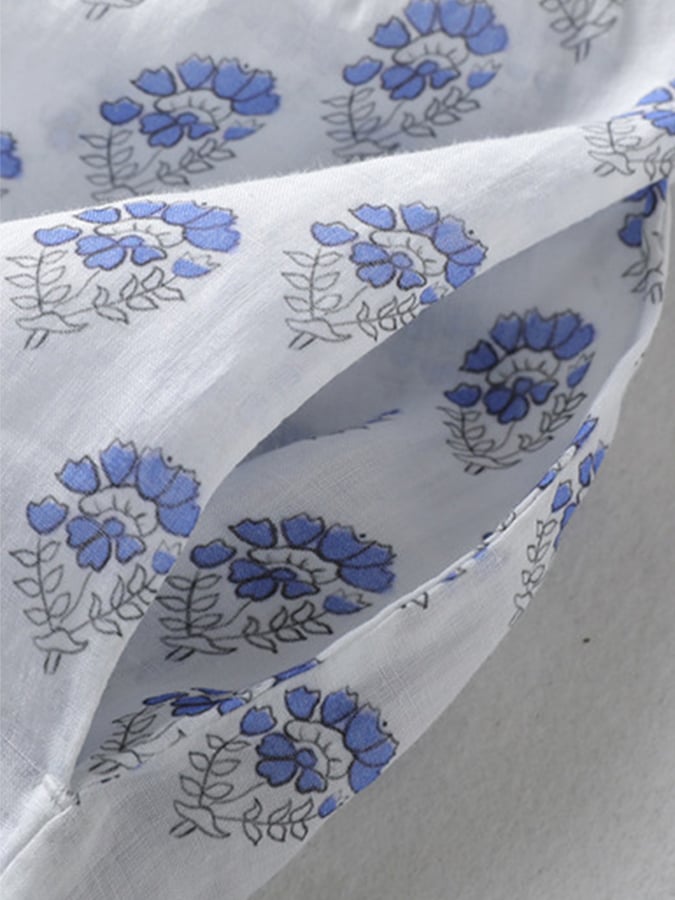 Cotton And Linen Print Dress