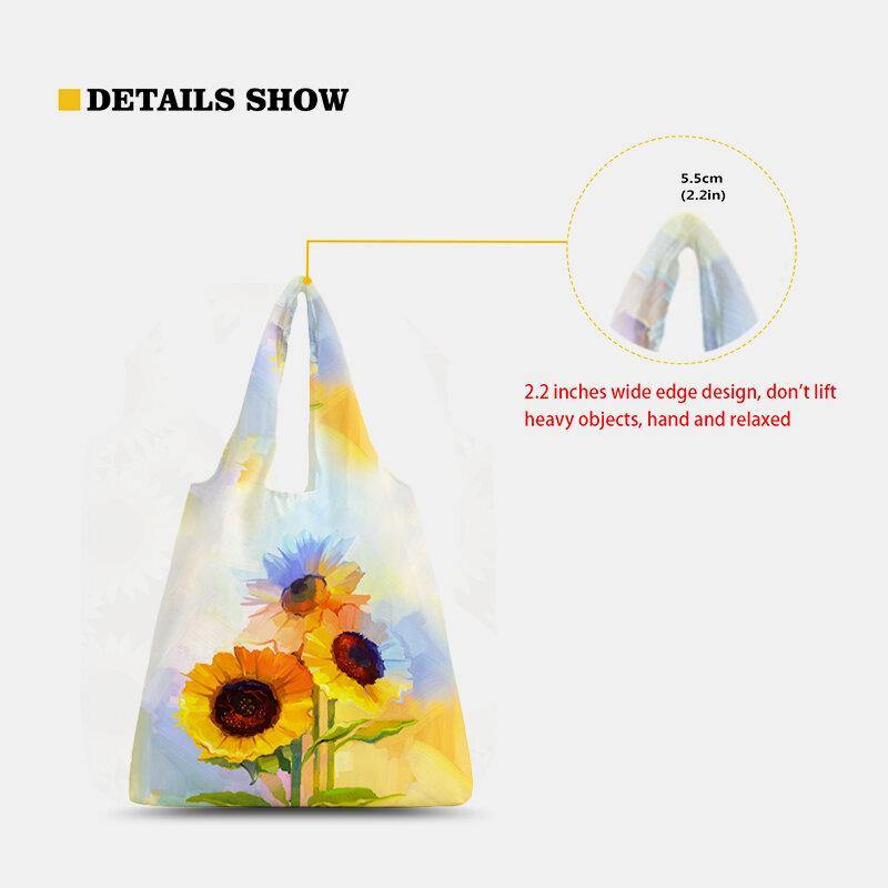 lovevop Women Nylon Tie Dye Sunflower Pattern Print Summer Bag Shoulder Bag Handbag Tote