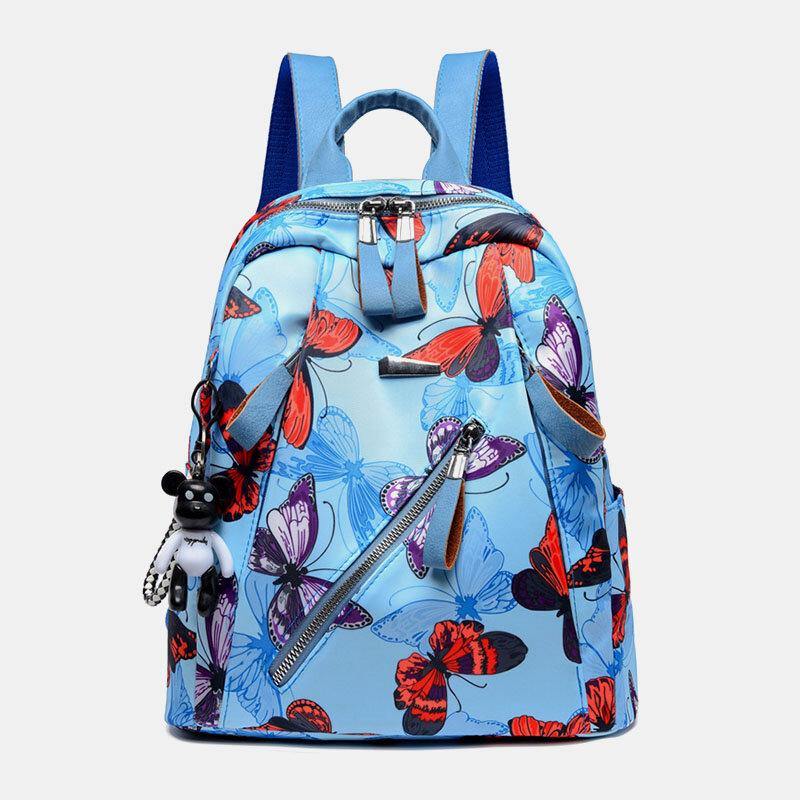 lovevop Women Waterproof Multi-carry Butterfly Pattern Casual Outdoor Backpack