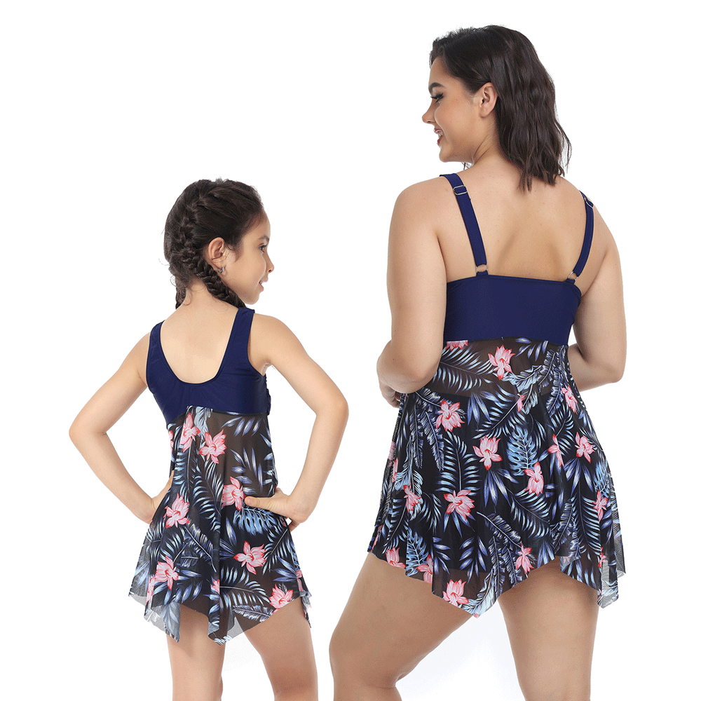 「🌼Summer Flash Sale - 50% Off」Plus Size Ruffle Floral Print One-Piece Mommy and Me Swimsuit