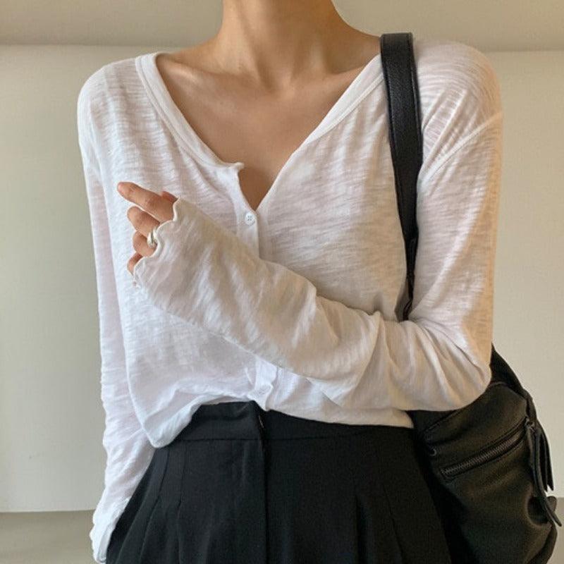 lovevop V-Neck Slim Fit Versatile Single Breasted Cardigan