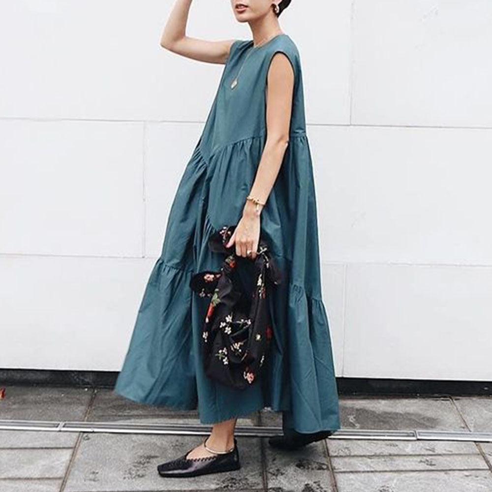 lovevop Loose Sleeveless Split-joint A-line Dress