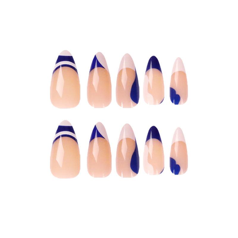 lovevop Blue White Matching False Nails