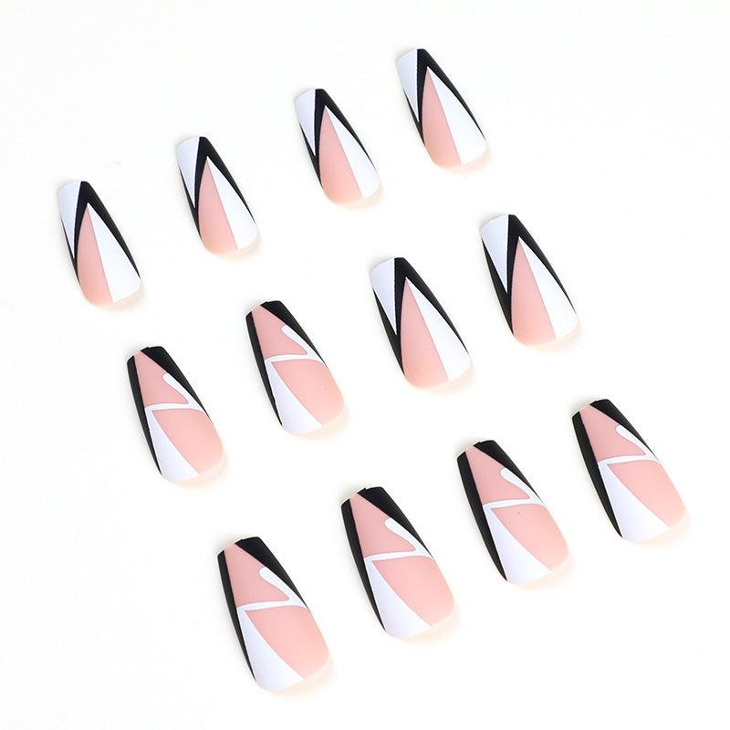 lovevop Black White Simple Geometry False Nails